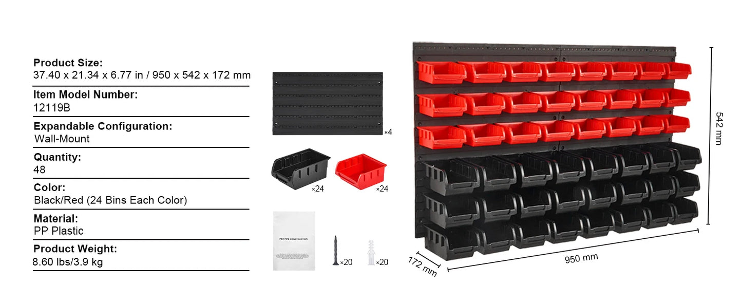 Parts Organizer with Wall Mount 48 pieces