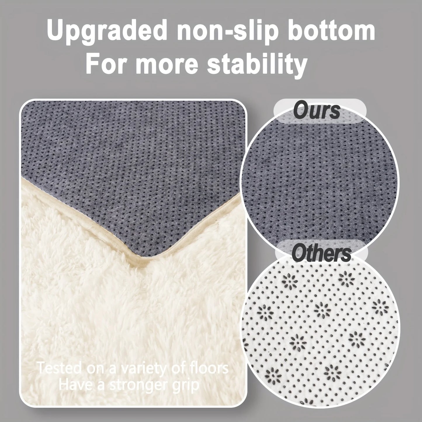 Off-White Soft Shaggy Non-Slip Rugs