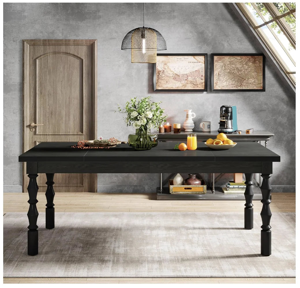 Large Rectangle Kitchen Table for 4-6 People, 62”