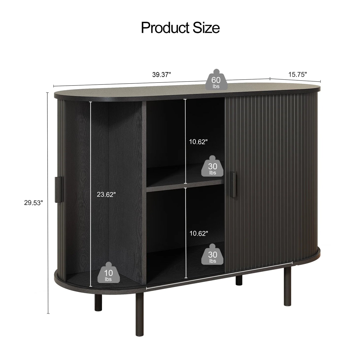 Buffet Cabinet with Storage, Sliding Door & Adjustable Shelf