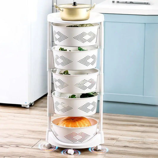 Storage Rack 5 Tier Circular Rotating Basket