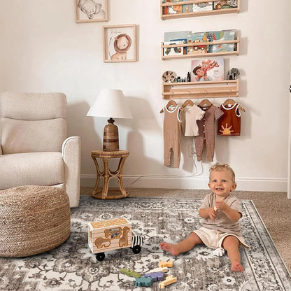 Washable Floral Area Rug 9x12