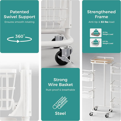 5-Tier Rotating Basket Storage Cart