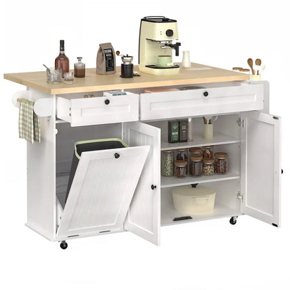 60" Mobile Kitchen Island Drop Leaf