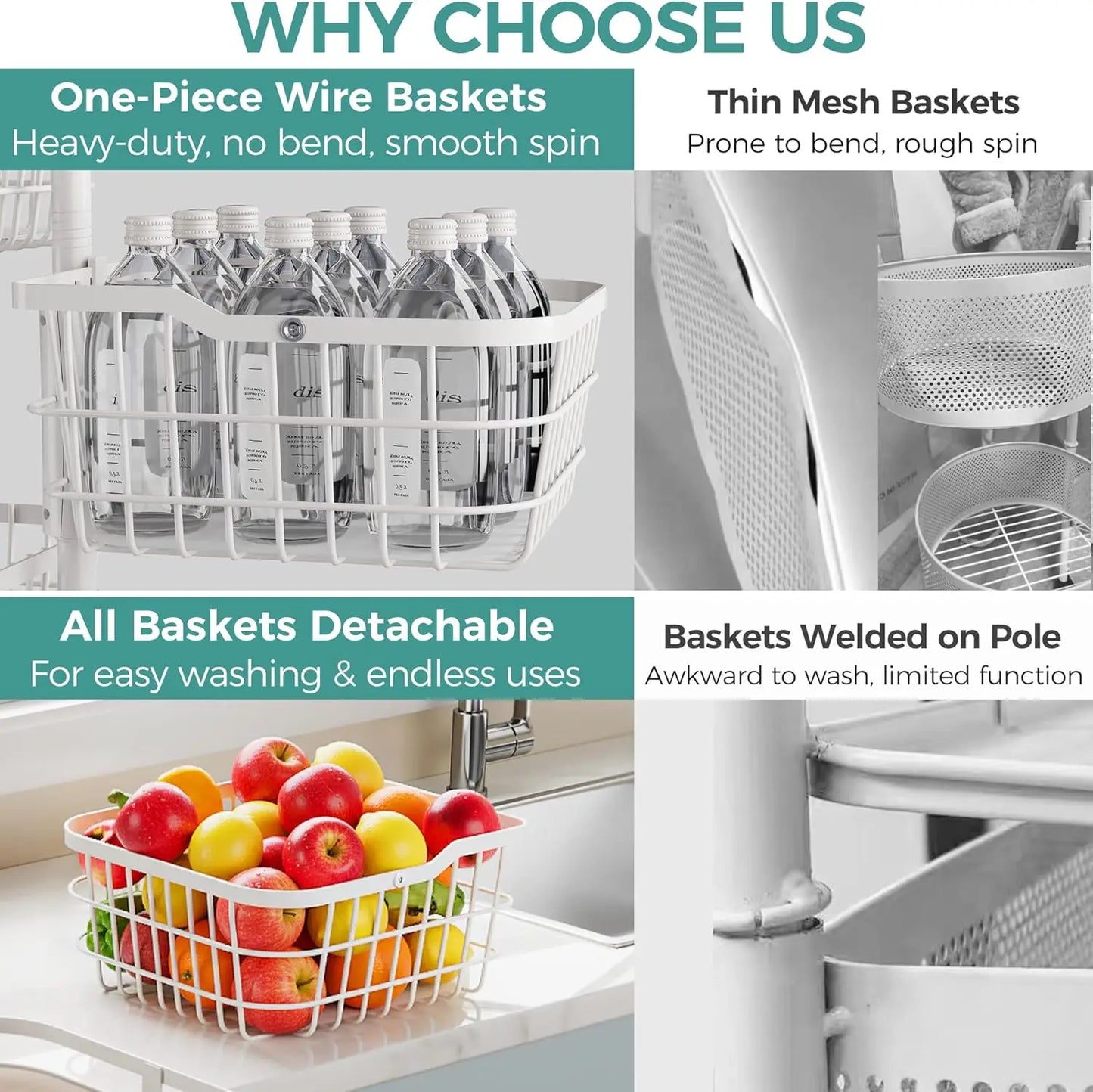 5-Tier Rotating Basket Storage Cart