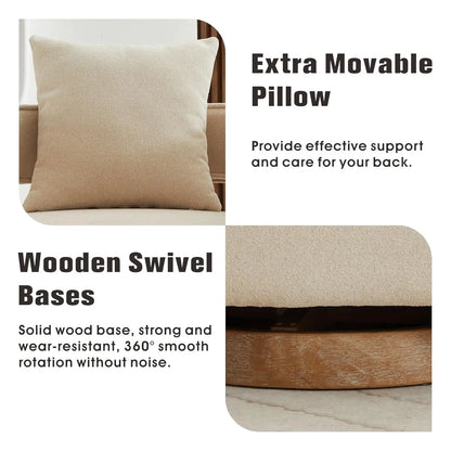 Upholstered Swivel Barrel Chair with Pillow