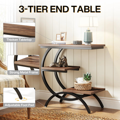 C-Shaped End Table, Bedside Table, Shelves