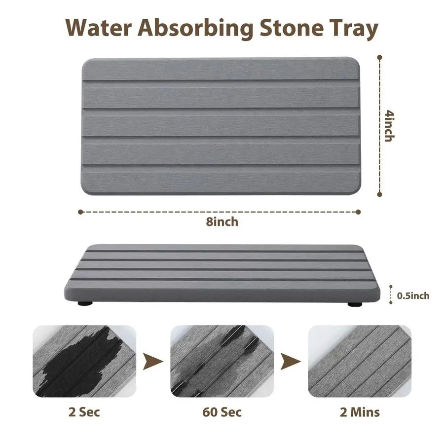 Stone Bath Mat with Absorbing Tray, 2 Piece Set