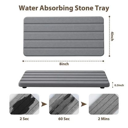 Stone Bath Mat with Absorbing Tray, 2 Piece Set