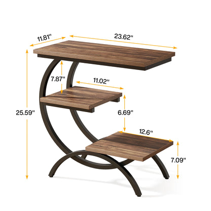 C-Shaped End Table, Bedside Table, Shelves