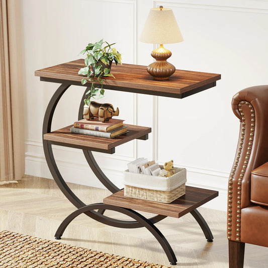 C-Shaped End Table, Bedside Table, Shelves