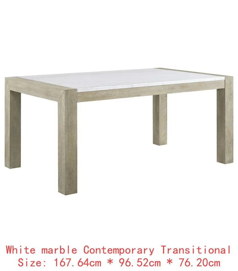 7pc Dining Set Rectangular Table, Upholstered Chairs