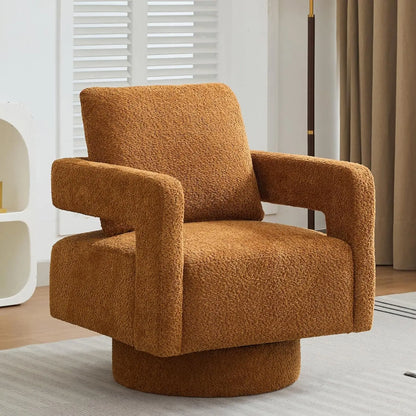 Upholstered Swivel Barrel Chair with Pillow