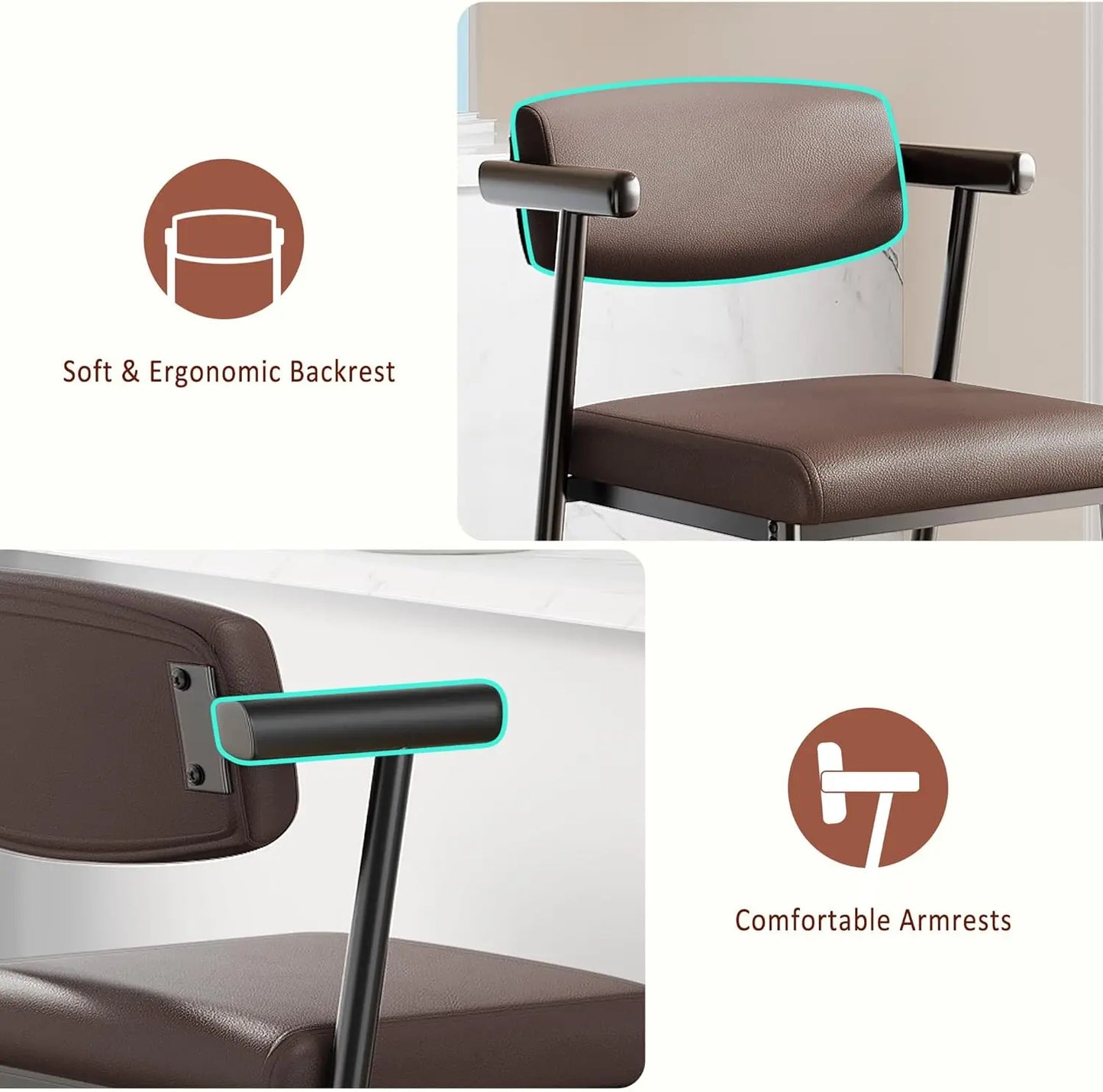 2Pcs Counter Height Bar Stools