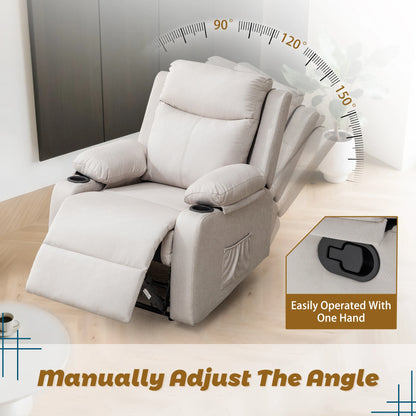 Manual Recliner, Cup Holders, Pockets