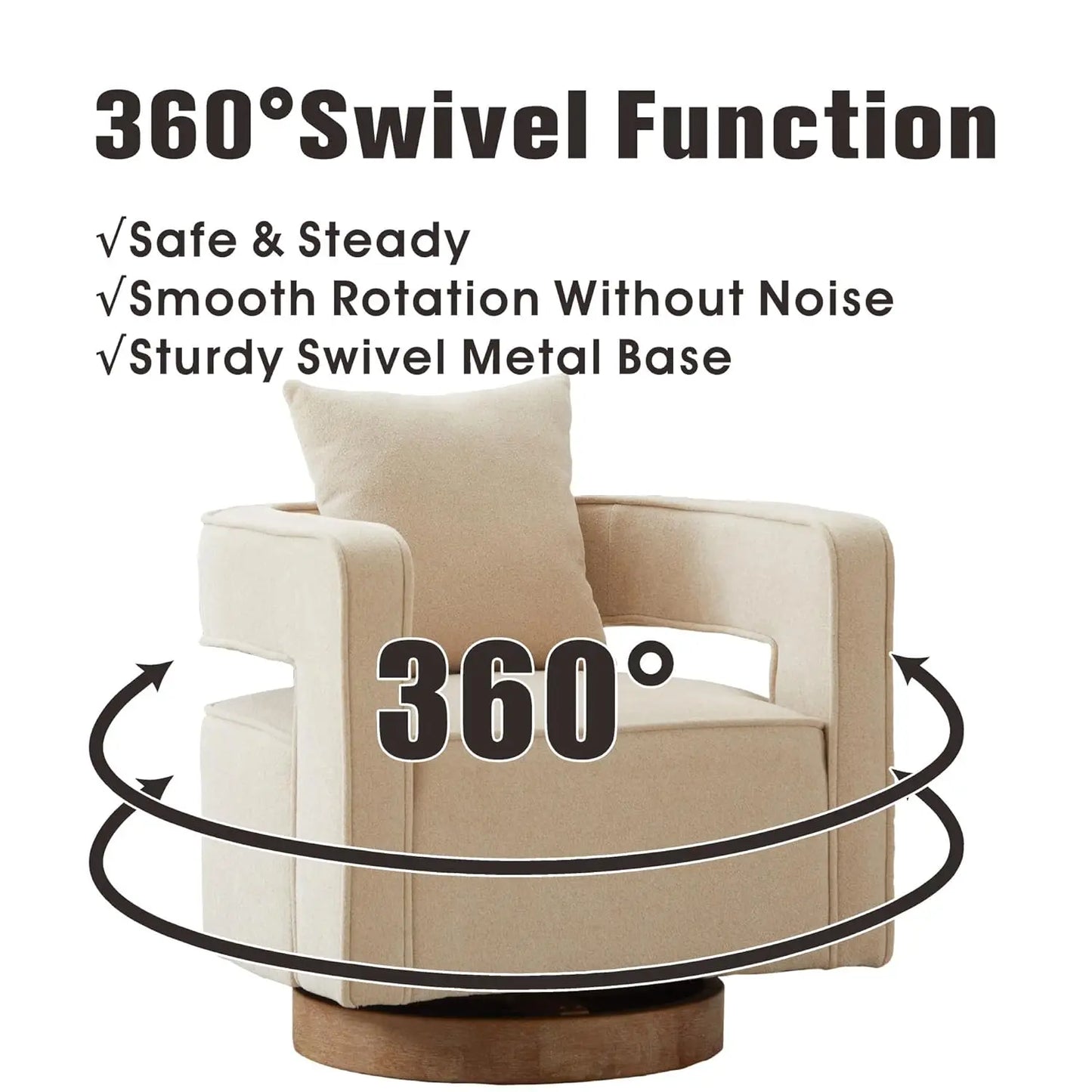 Upholstered Swivel Barrel Chair with Pillow