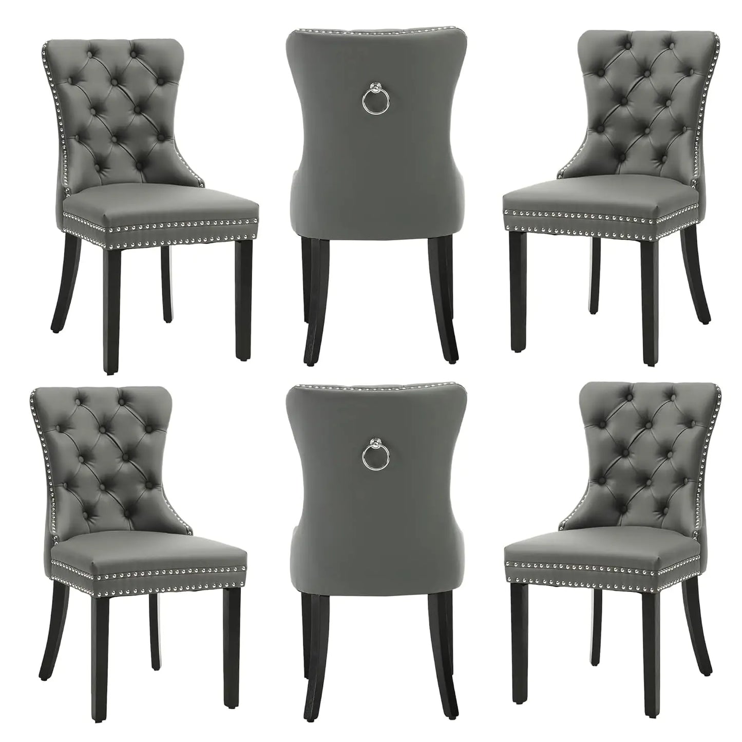 Faux Leather Dining Chairs Set of 6