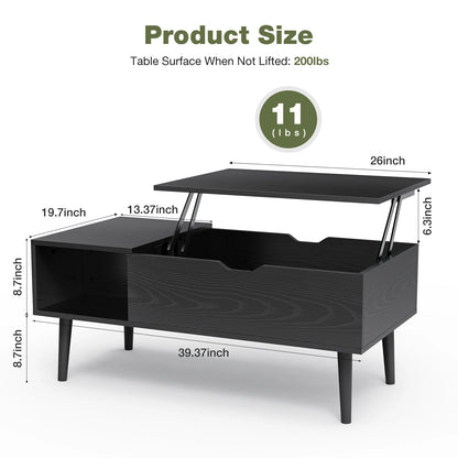 Easy Lift Top Coffee Table, Shelf