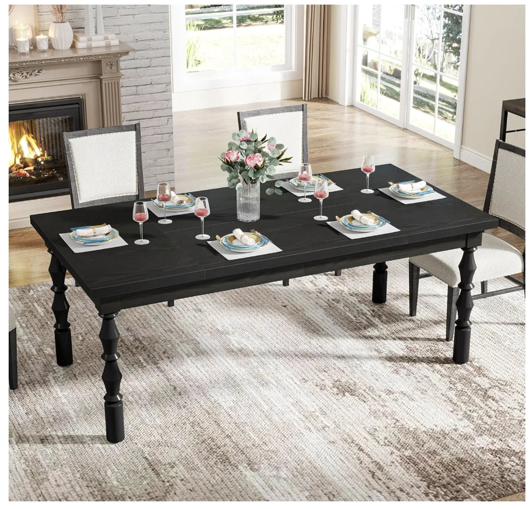 Large Rectangle Kitchen Table for 4-6 People, 62”