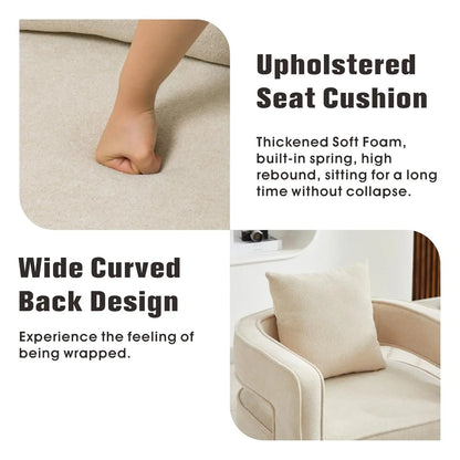 Upholstered Swivel Barrel Chair with Pillow