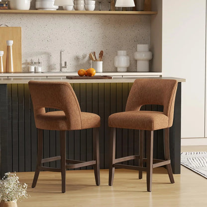 Bar Stools Set of 2, Upholstered Counter Height