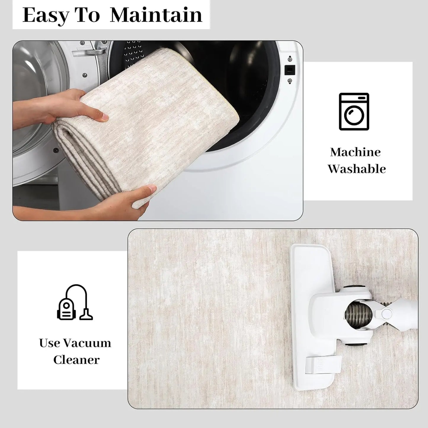 8x10 Washable Non-Slip Area Rug - Beige