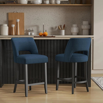 Bar Stools Set of 2, Upholstered Counter Height