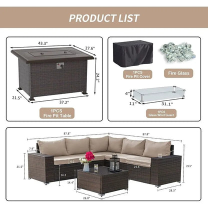 7-Piece Outdoor Patio Furniture Sectional