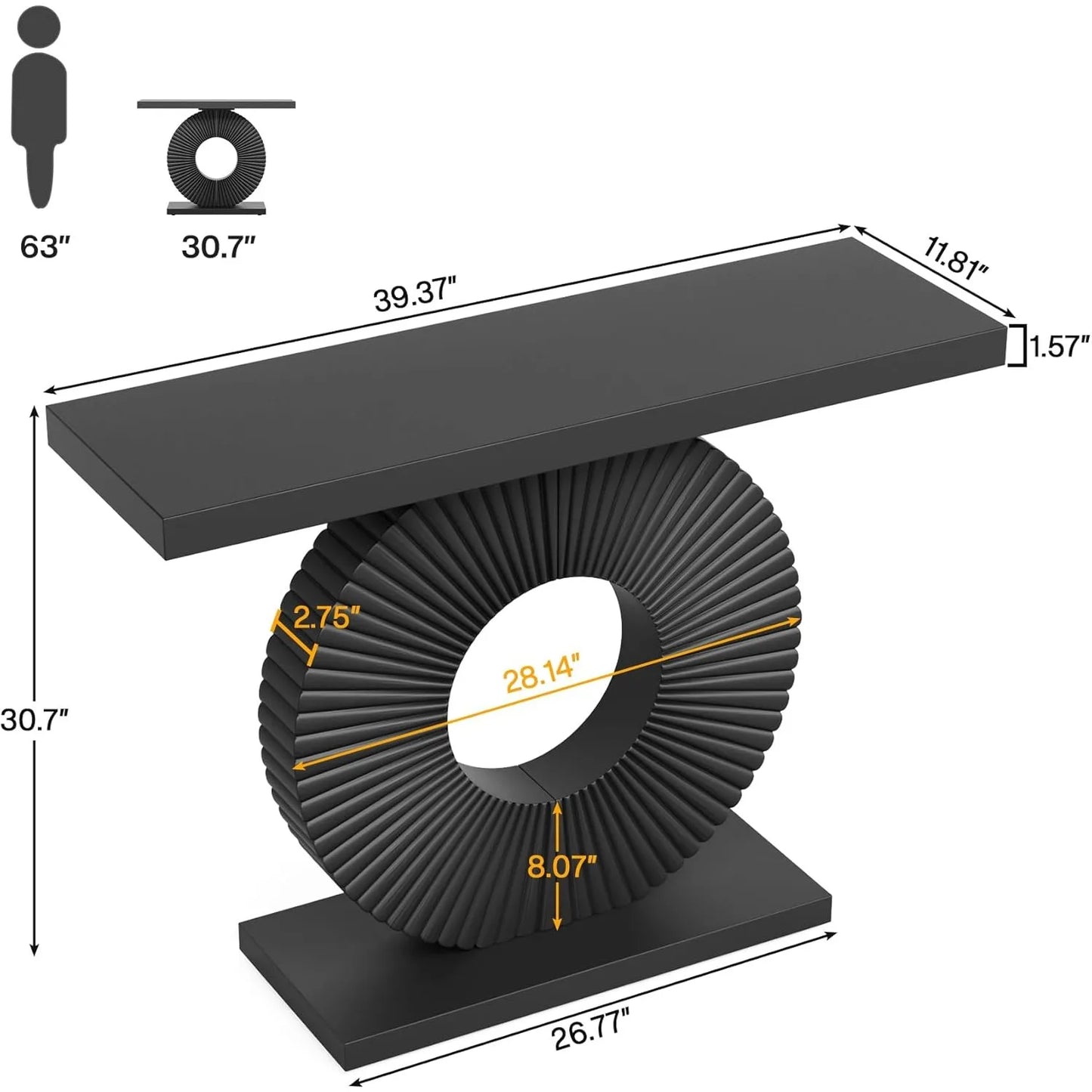 Modern Table with Geometric Base, 40 inch