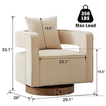 Upholstered Swivel Barrel Chair with Pillow