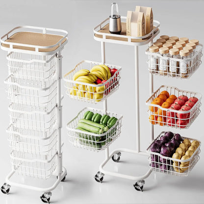 5-Tier Rotating Basket Storage Cart