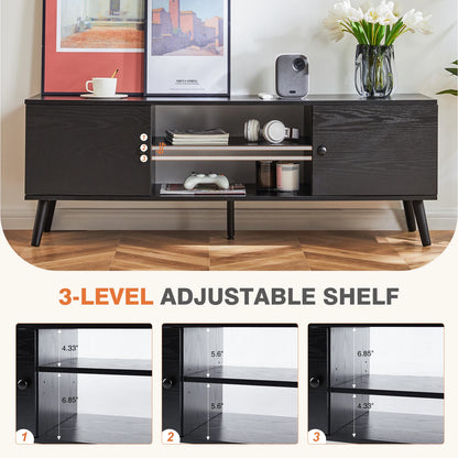 Wooden Tv Stand Adjustable Shelves