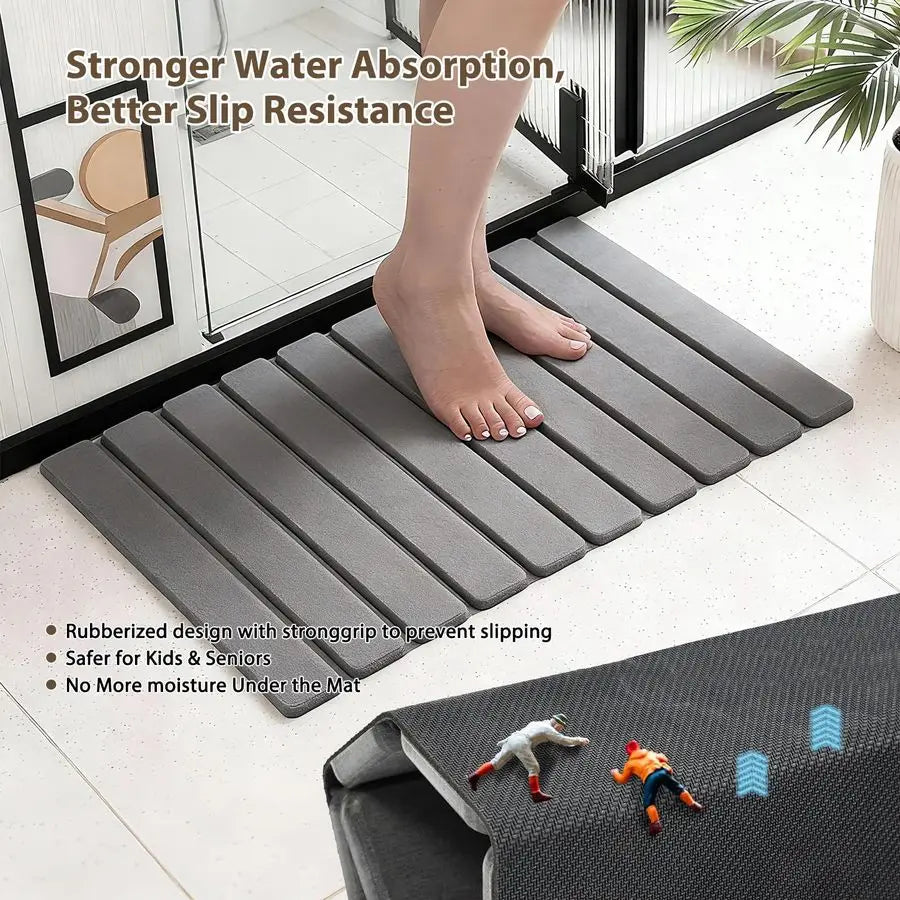 Stone Bath Mat with Absorbing Tray, 2 Piece Set