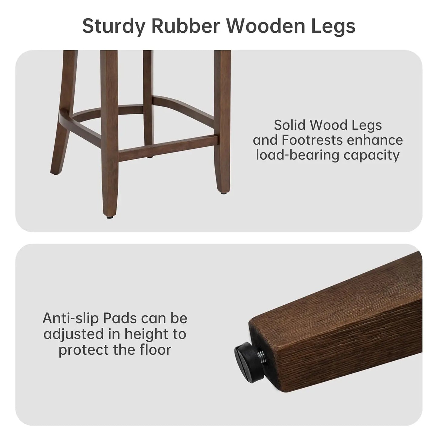 Bar Stools Set of 2, Upholstered Counter Height