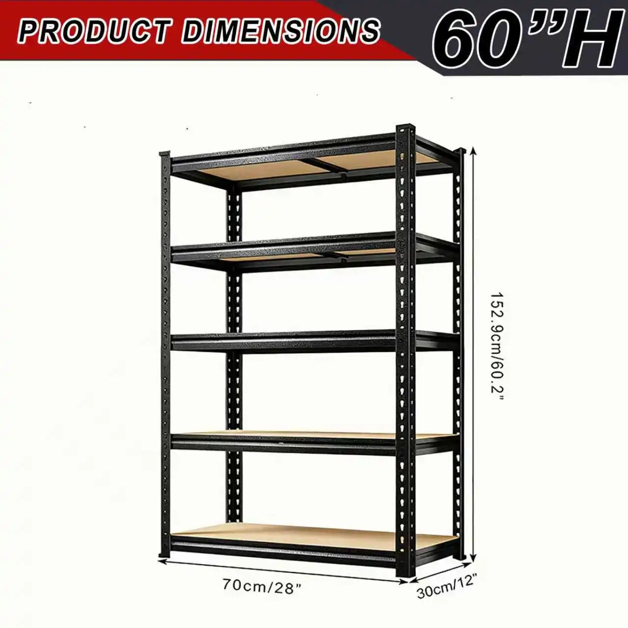 Metal Garage Shelving Unit, Heavy-duty 5-tier