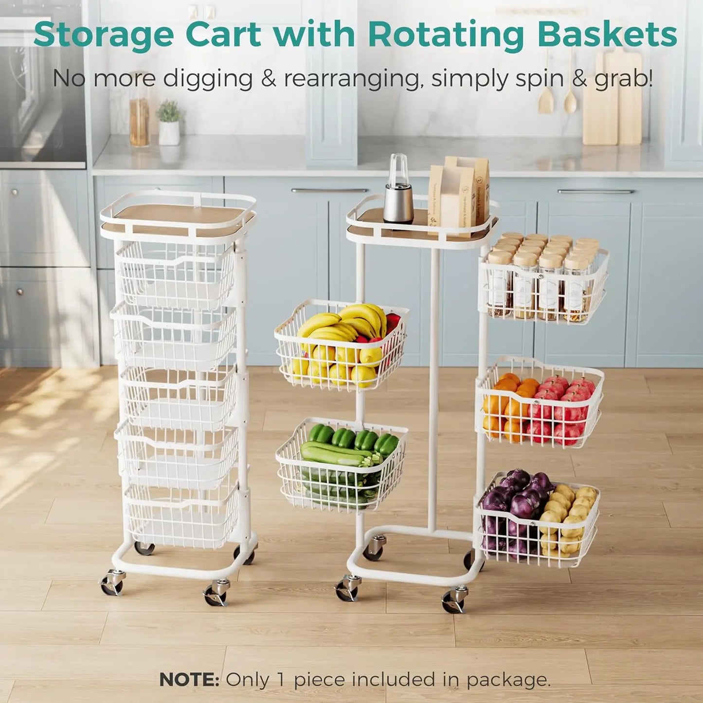 5-Tier Rotating Basket Storage Cart