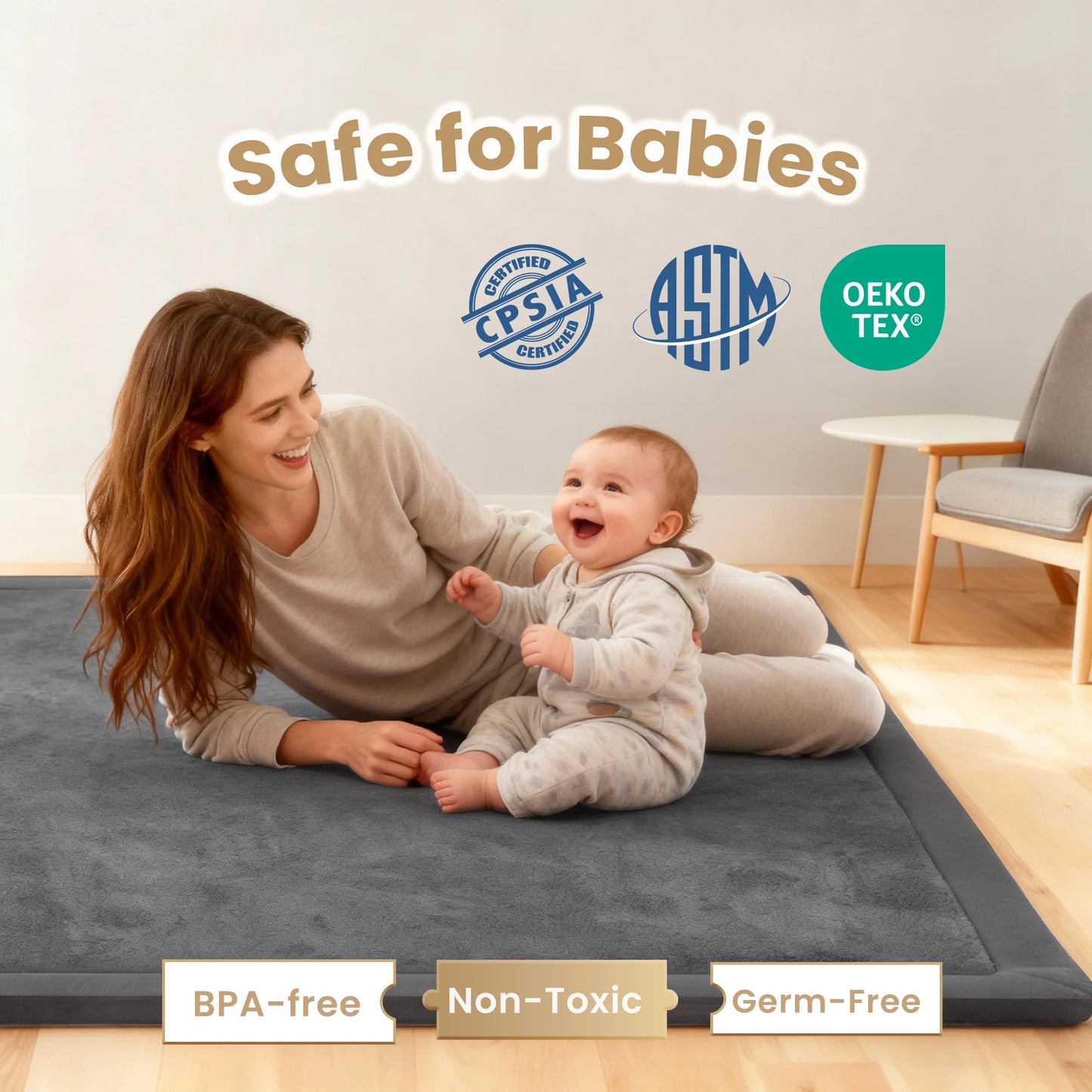 Thick 1.3" Non-Slip Baby/Play/Exercise Mat