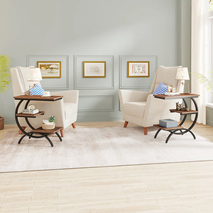 C-Shaped End Table, Bedside Table, Shelves