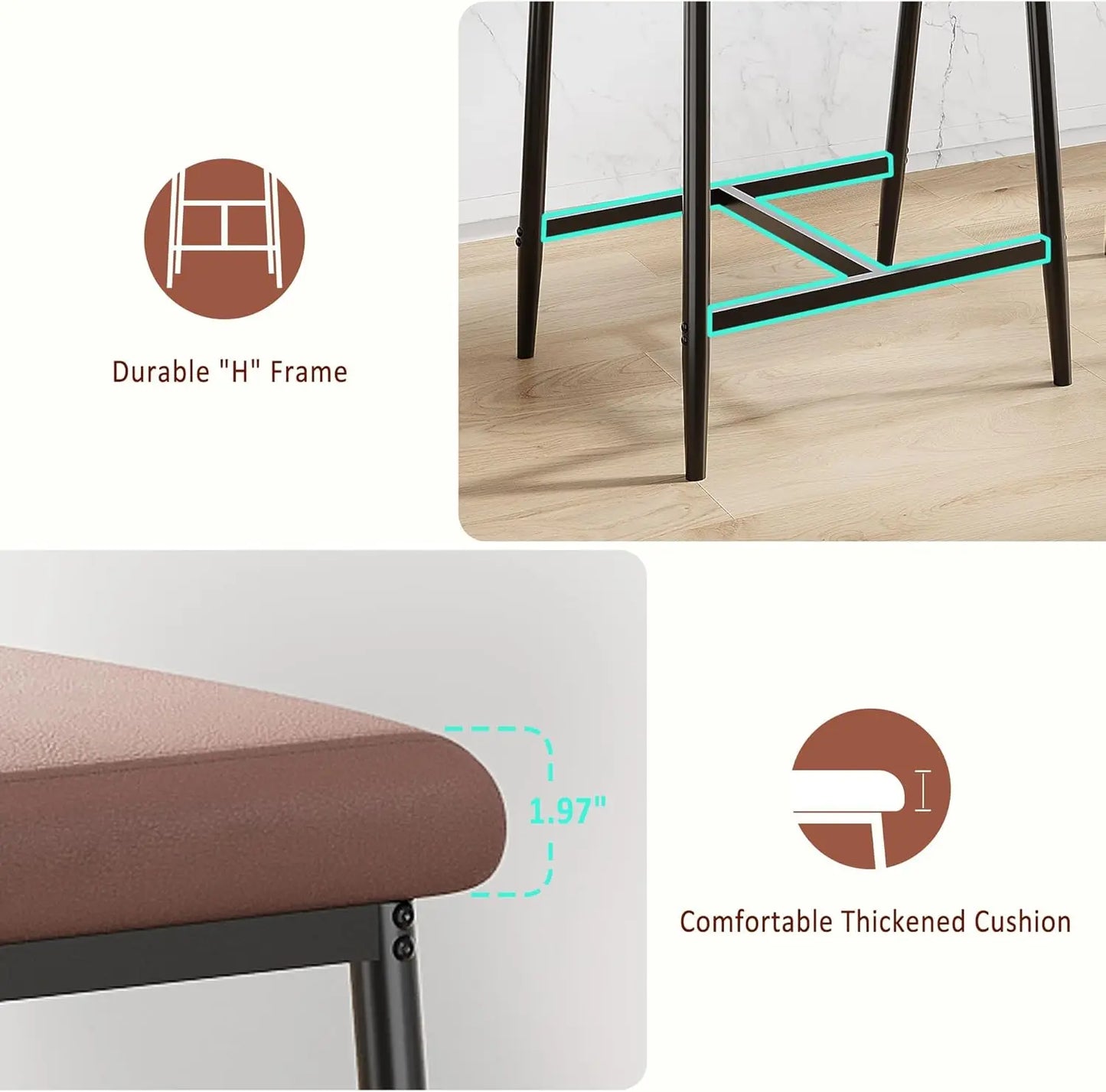 2Pcs Counter Height Bar Stools