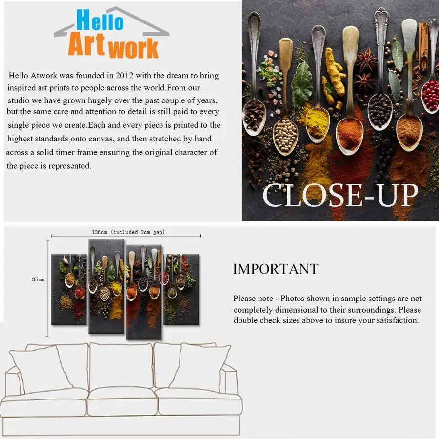 Wall Decor 4 Pieces Spice in Spoon