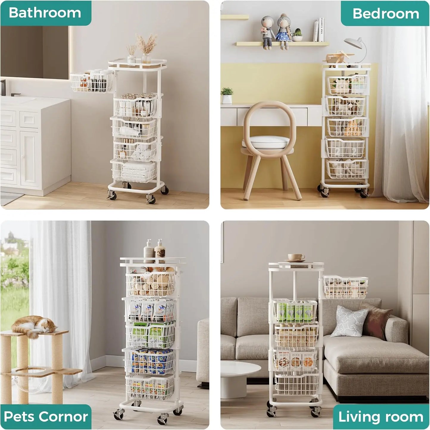 5-Tier Rotating Basket Storage Cart