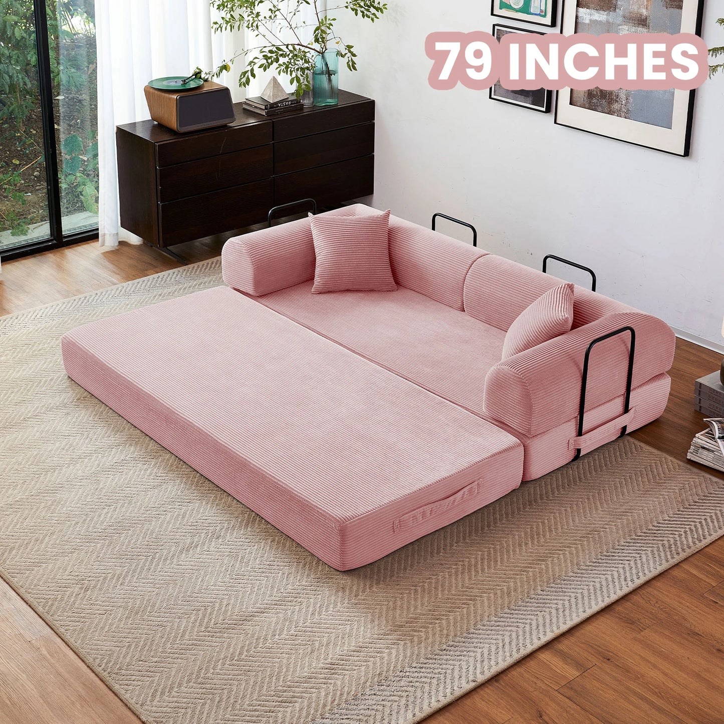 79'' Boneless Couch Foldable, Futon Sleeper Sofa