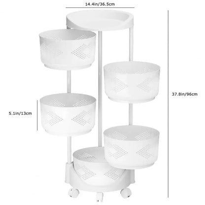 Storage Rack 5 Tier Circular Rotating Basket