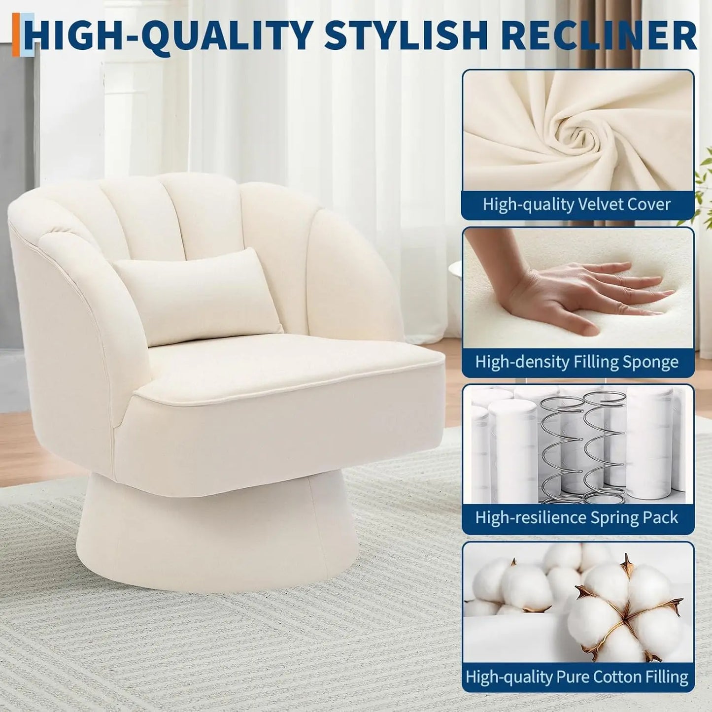 360° Swivel Velvet Barrel Chair