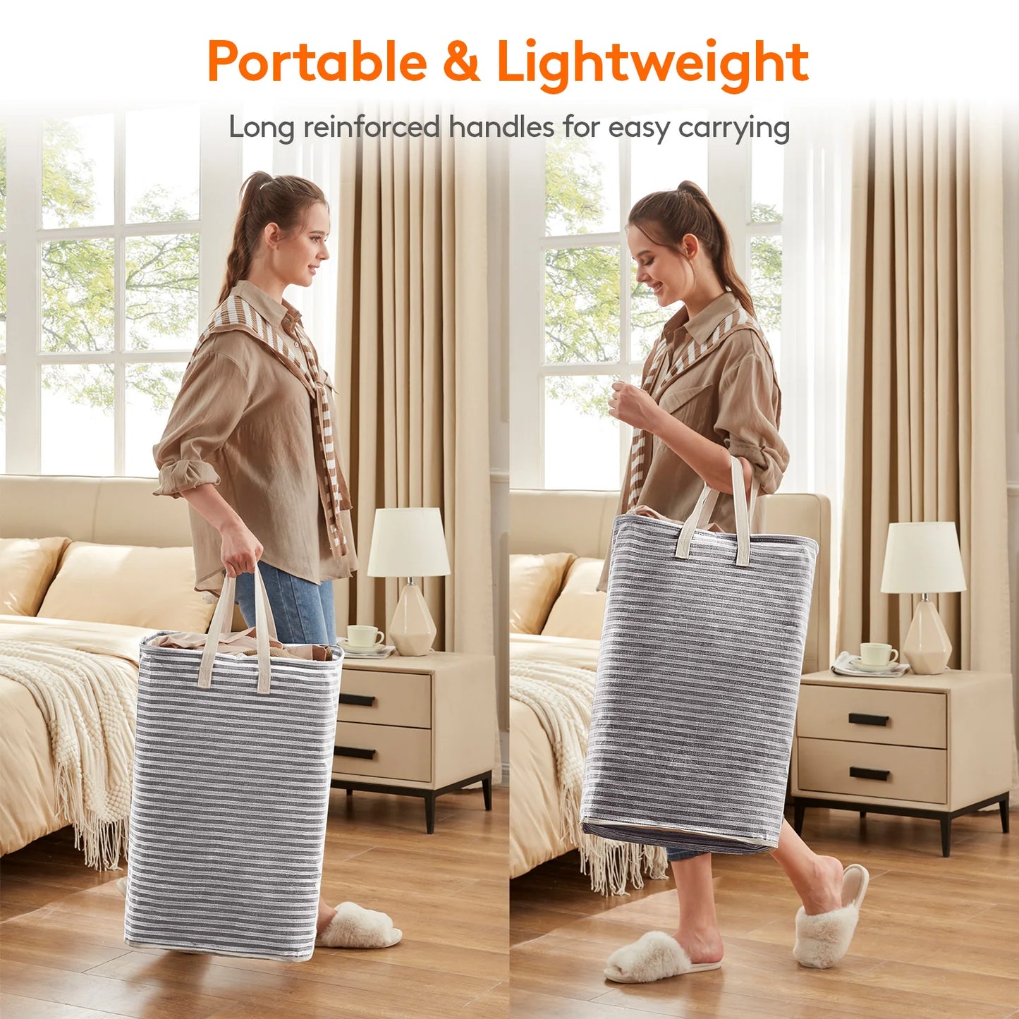 Clothes Hamper with Handles, Freestanding, Waterproof