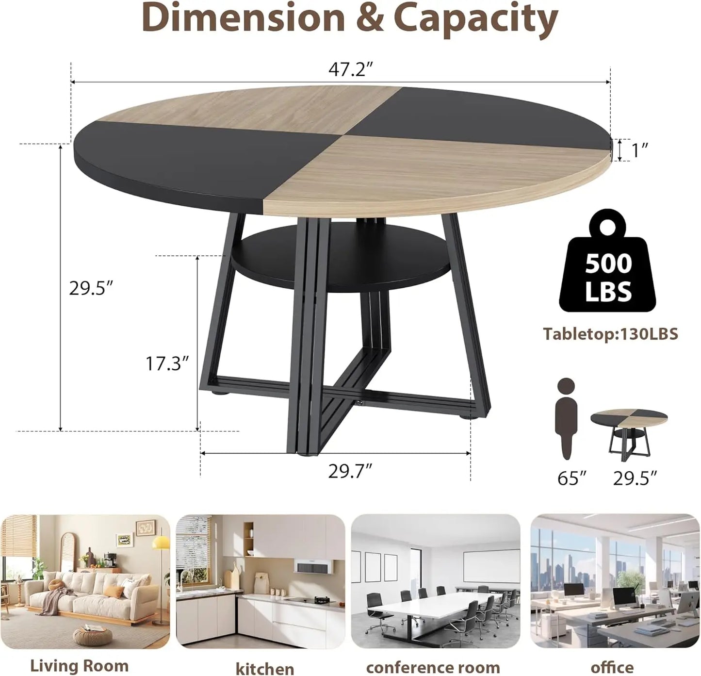 Round Dining Table for 4-6