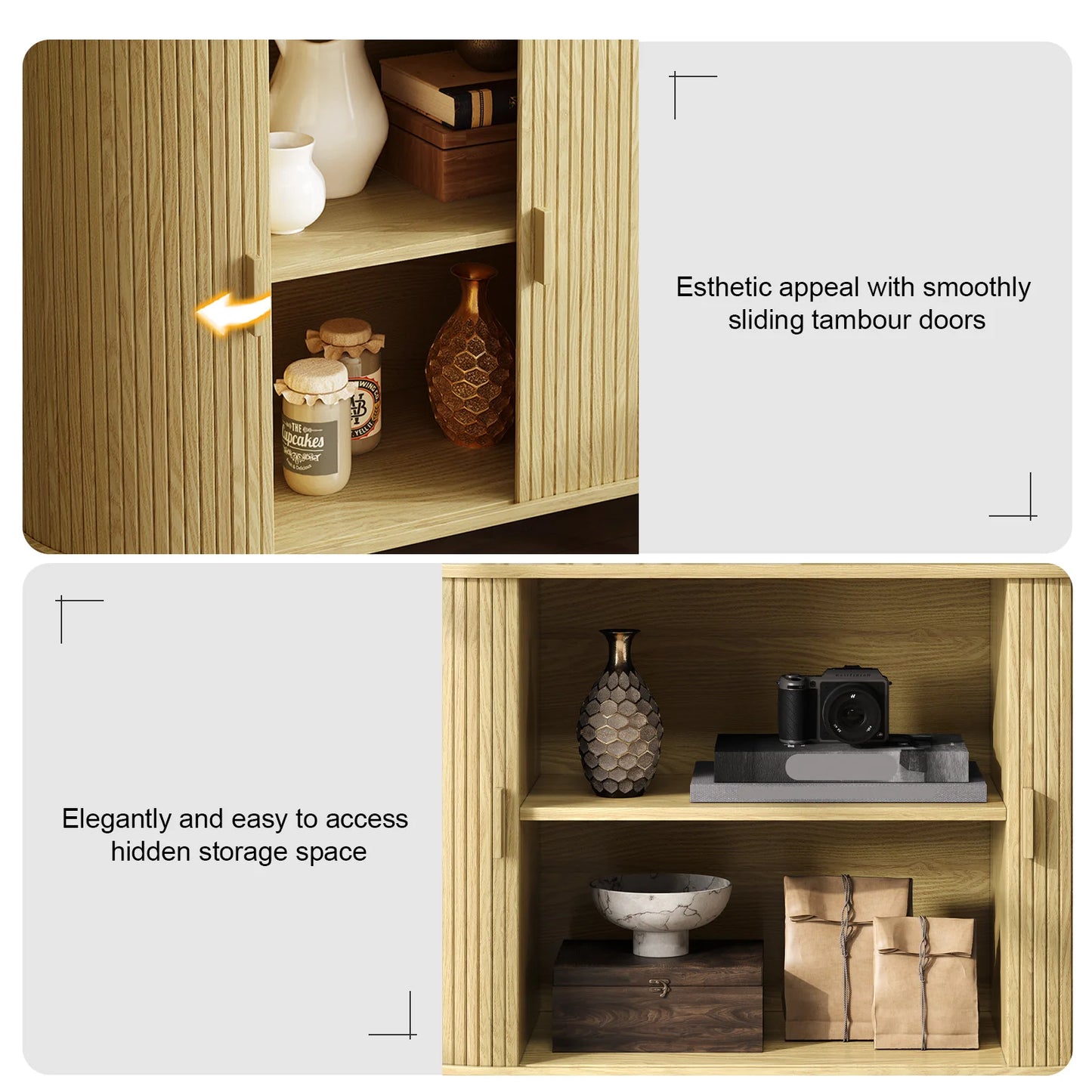 Buffet Cabinet with Storage, Sliding Door & Adjustable Shelf
