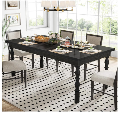 Large Rectangle Kitchen Table for 4-6 People, 62”
