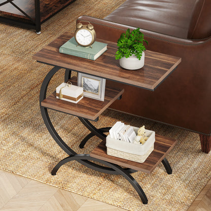 C-Shaped End Table, Bedside Table, Shelves