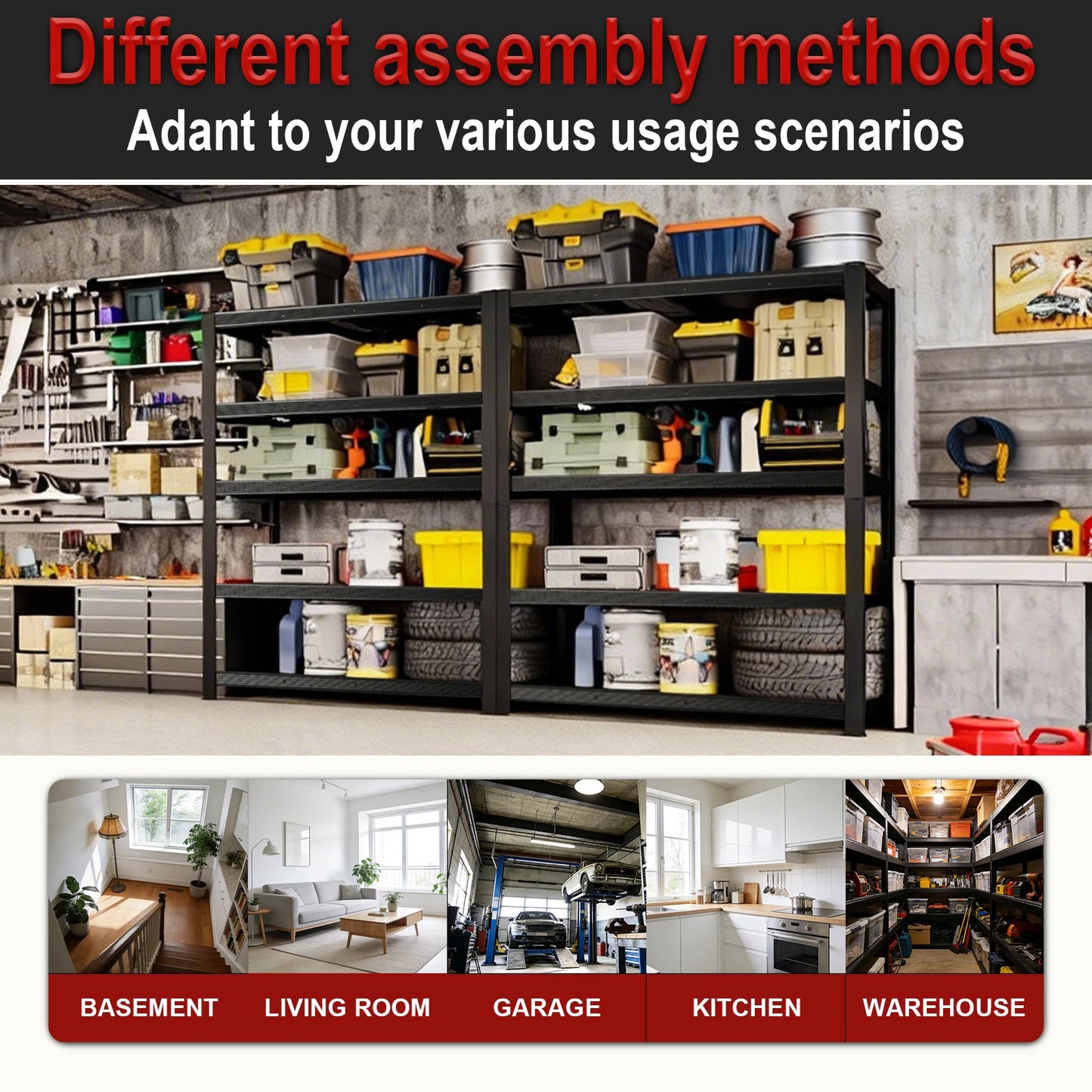 Metal Garage Shelving Unit, Heavy-duty 5-tier